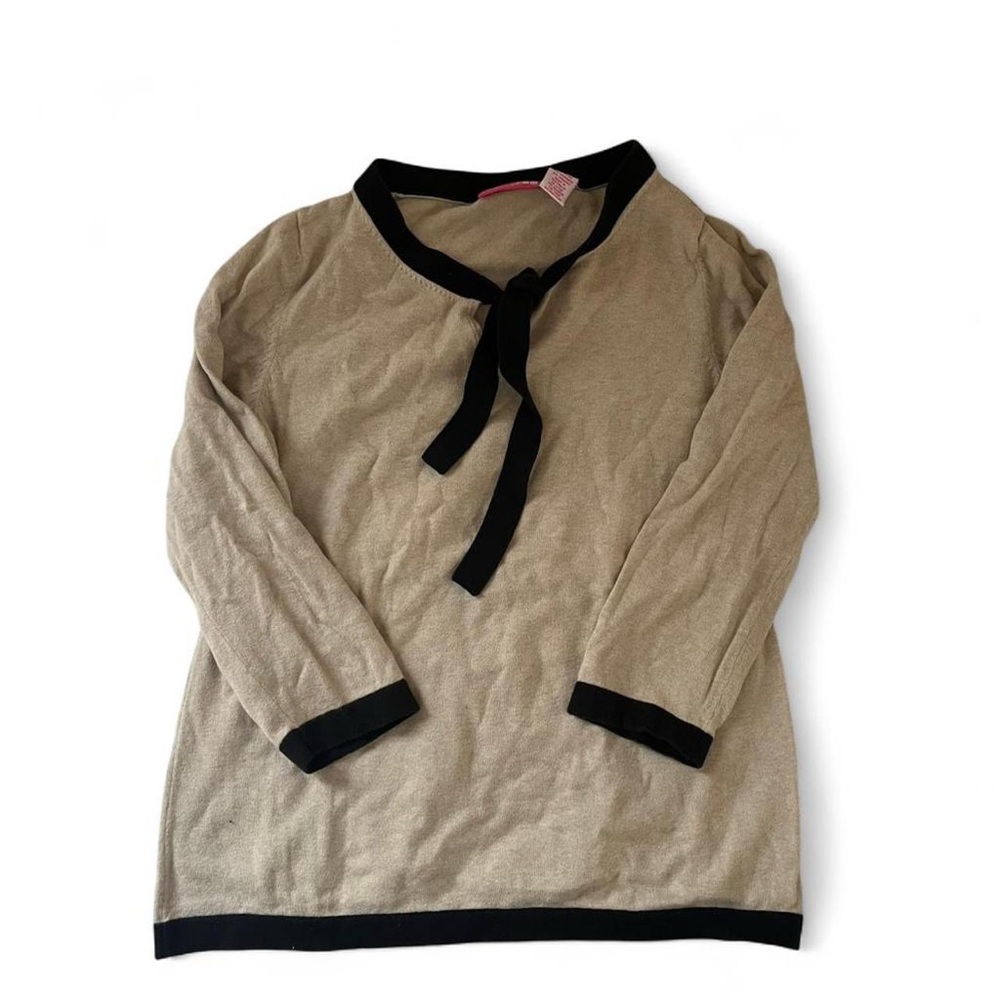 Liz Lange Maternity Tan and Black Tie Sweater